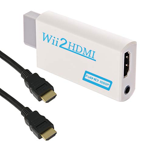 GoldOars Wii HDMI Adapter Wii zu HDMI Adapter 1080P/720P HD Converter Adapter mit 3,5mm Stereo Audio Buchse +1.5m HDMI Kabel Unterstützt NTSC/PAL Format für Smart TV HDTV (Weiß) von GoldOars