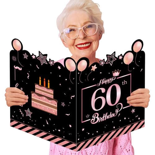 Geburtstagskarte 60 Frau Mann Groß 63x40cm,Karte 60 Geburtstag Frau Mann,60 Geburtstag Männer Frauen Deko,Geburtstagskarten 60 Jahre Rosegold,60. Geburtstag Gästebuch Karten Danke Geschenke,GrußKarten von GoldRock