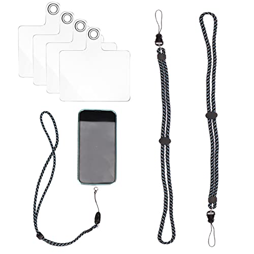 GoldRock Universal Handykette Handy Lanyard Pads Set, 2 Stück Handy Kette + 4 Stück Handykette Patch, Einstellbar Handyband zum Umhängen, Patches Handy Transparent, Abnehmbar Handy Anhänger Kette von GoldRock