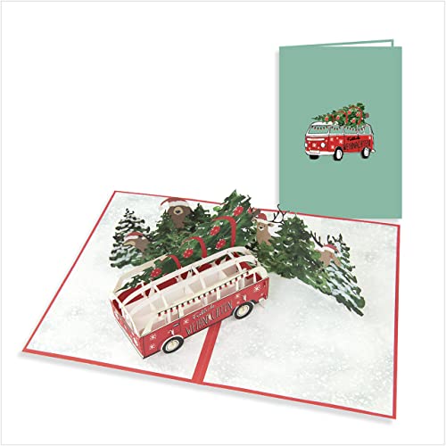 Goldbek® 3D Karte Weihnachten "Driving home for Xmas" - Pop Up Karte zu Weihnachten | Weihnachtskarte mit Umschlag von Goldbek