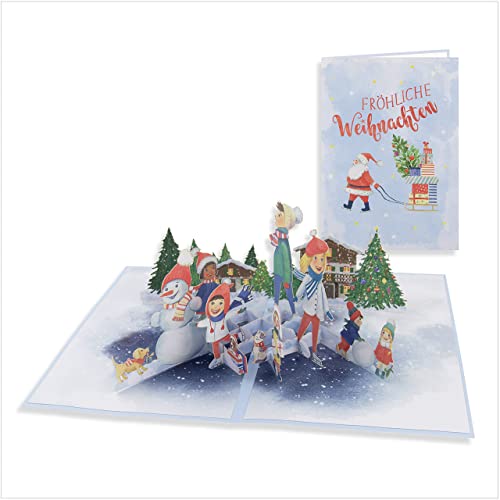 Goldbek® Pop Up Karte Weihnachten "Wintervergnügen" - 3D Weihnachtskarte | Geschenk zu Weihnachten | Mit Umschlag von Goldbek