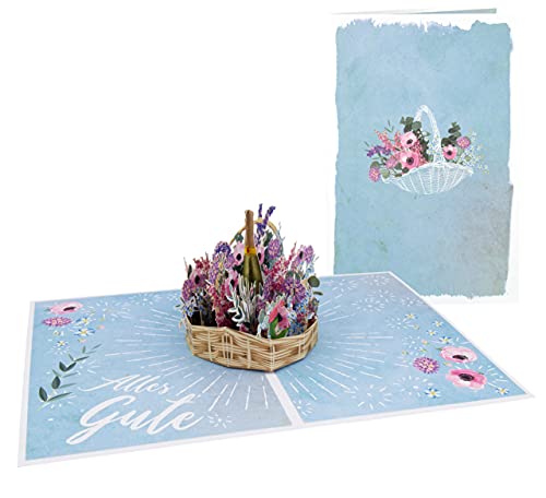 Goldbek® Popup Karte Geschenkekorb - Karte als Blumenersatz | Geschenk zum Geburtstag | Mit Umschlag von Goldbek