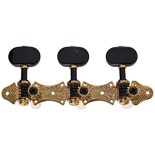 Golden Gate F-2113 Mechaniken Deluxe für Klassik Gitarren 2 Platten mit drei Mechaniken gold/schwarz von Golden Gate