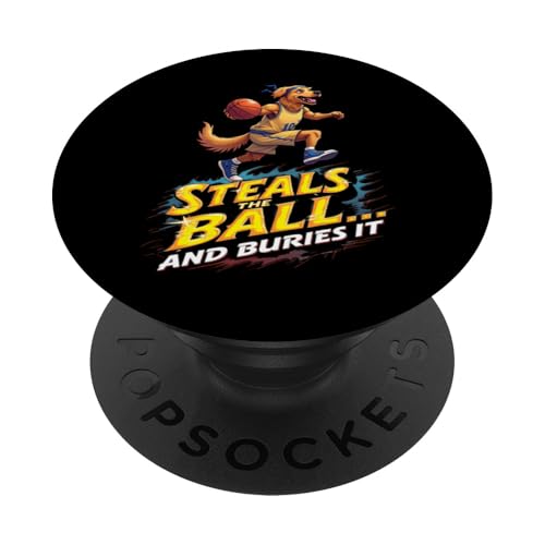Lustiges Basketball-Geschenk für Golden Retriever Hundeliebhaber PopSockets Klebender PopGrip von Golden Retriever Fun Designs