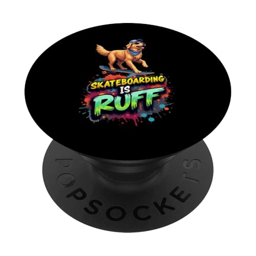 Lustiges Skateboard-Geschenk für Golden Retriever Hundebesitzer PopSockets Klebender PopGrip von Golden Retriever Fun Designs