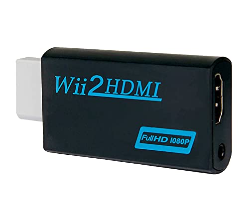 Goldoars Adapter,Wii to HDMI Adapter 1080P/720P HD Converter Adapter mit 3,5mm Stereo Audio Buchse Unterstützt NTSC/PAL Format für Smart TV HDTV (Schwarz (ohne Gewinde)) von Goldoars