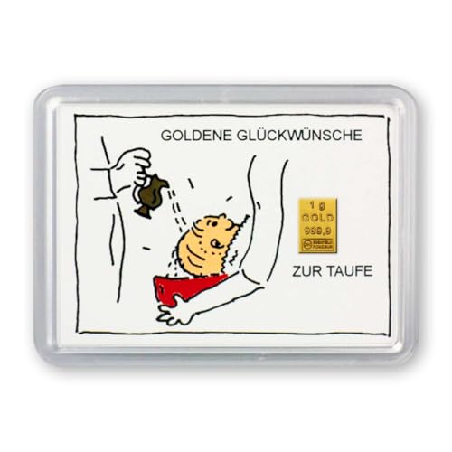 Goldschulz Goldbarren 1g 1 Gramm Motivbox - Zur Taufe - Geschenk + Echtheitszertifikat von Goldschulz