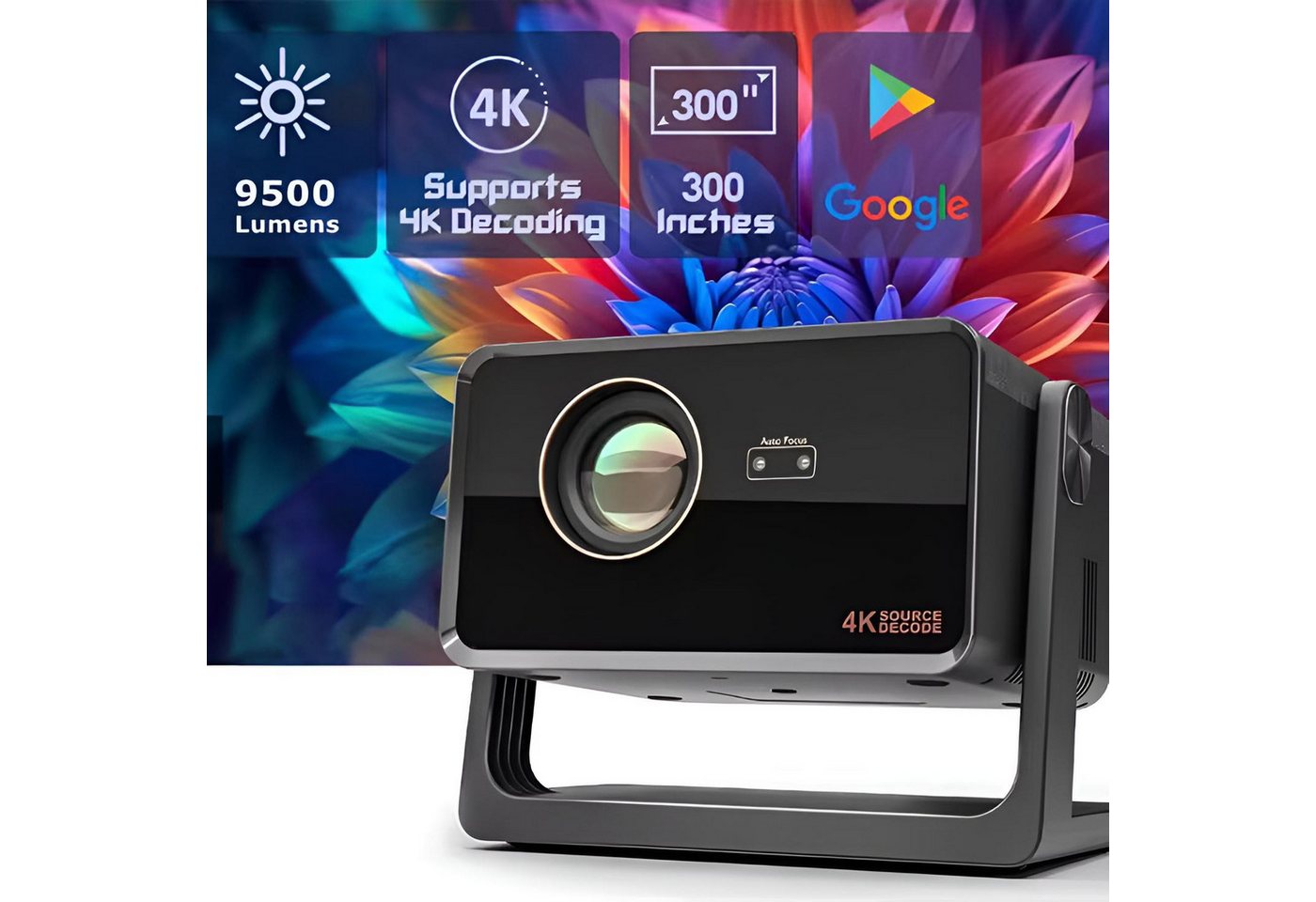 Goldstern-Tech BeamX LCD-Beamer (9500 lm, 3000:1, 3840 x 2160 px, hochauflösend, vielseitig einsetzbar & integriertem Smart-TV-Erlebnis) von Goldstern-Tech