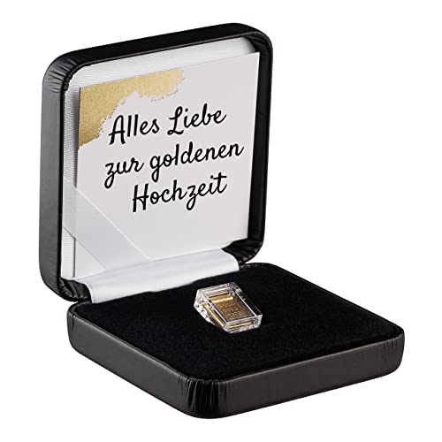 Goldstücke24 - Geschenk zur goldenen Hochzeit - Goldbarren 1g in hochwertiger Acrylglaskapsel inkl. Etui und Grußkarte - Gold zur goldenen Hochzeit verschenken von Goldstücke24