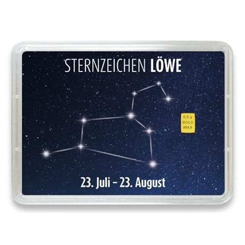 Goldstücke24 - Goldbarren 0,5g mit Sternzeichen in Motivbox - Tolle Geschenkidee - Echtheitsgarantie (Löwe: 23. Juli - 23. August) von Goldstücke24
