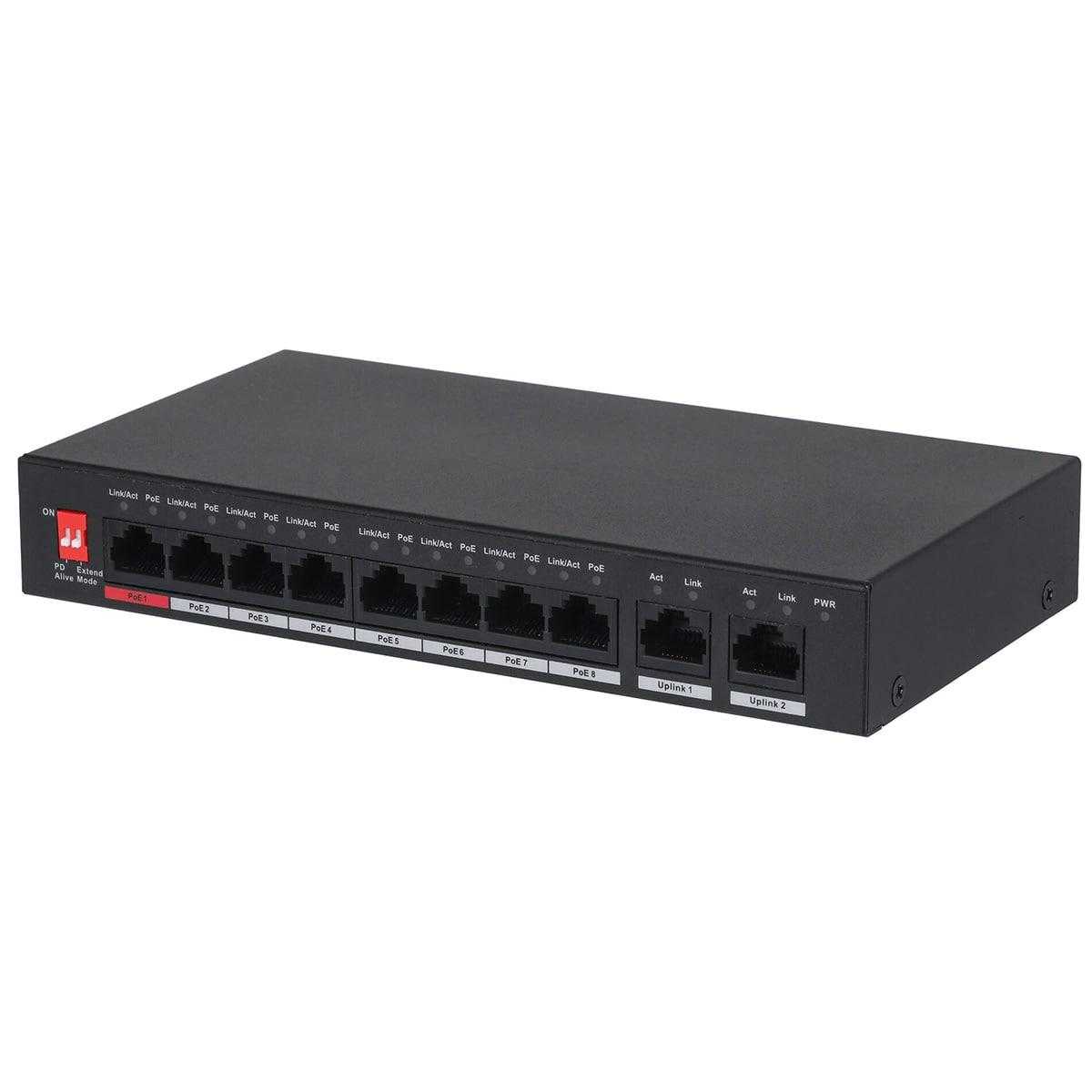 GOLIATH 8-Port PoE Switch +2 Base T/X Port (RJ45 10/100/1000Mbps Ethernet Switch) von Goliath