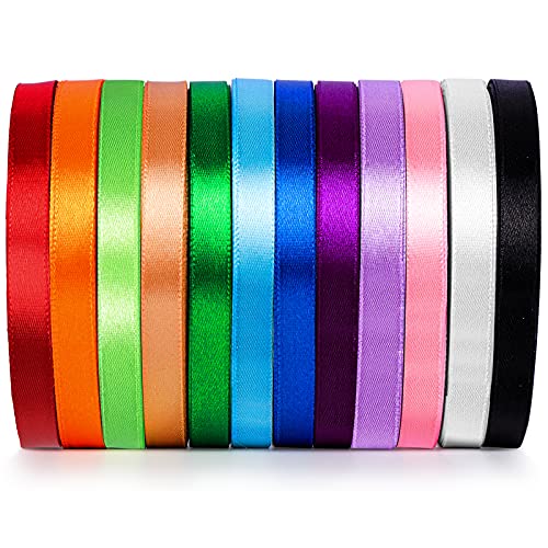 Satinband Geschenkband Schleifenband 12 Farben 22.5m X 12mm Seidenbänder Satinband Rollen Hochzeit Stoffband Dekoband Satin Bänder zum Basteln Geschenk Verpackung von Golight