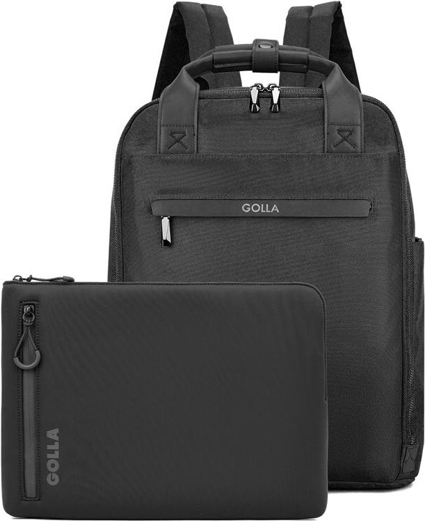 Golla Set aus Rucksack und Laptop-Sleeve 14 Zoll, Black (76463) von Golla