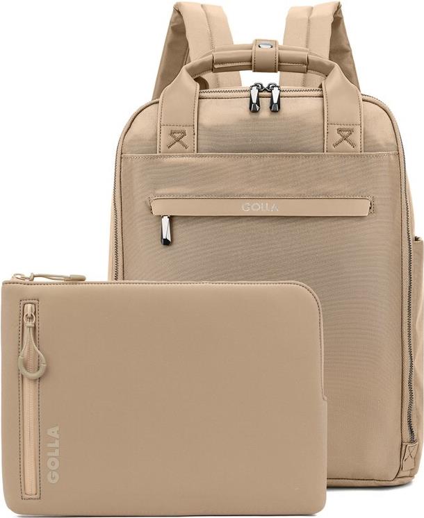 Golla Set aus Rucksack und Laptop-Sleeve 14 Zoll, Coffee (76469) von Golla