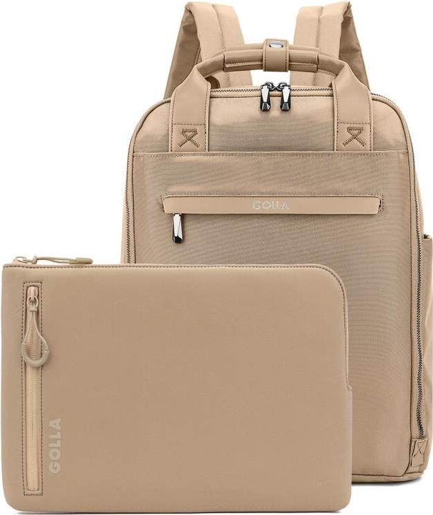 Golla Set aus Rucksack und Laptop-Sleeve 15 Zoll, Coffee (76470) von Golla