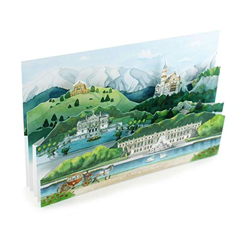 BAYERN - DIE SCHLÖSSER KÖNIG LUDWIG II. - mit Liebe gemachte 3D-Pop-Up-Karte für einen Reisegutschein/Grusskarte/Einladung nach Bayern oder zum Oktoberfest von Gollnow Paper Creations