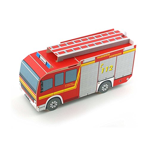 "FEUERWEHRAUTO" 3 D-Pop-Up-Karte/Faltkarte von einem knallroten Feuerwehrauto - die ideale Einladungskarte für eine Motto-Party zum Thema Feuerwehr von Gollnow Paper Creations