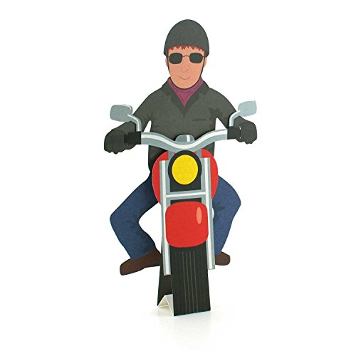 MOTORRAD/MOPED: Pop-Up-Karte / 3 D-Faltkarte mit einem roten Motorrad - die ideale Grusskarte für einen Motorradfan oder Einladung für einen Ausflug ins Grüne von Gollnow Paper Creations