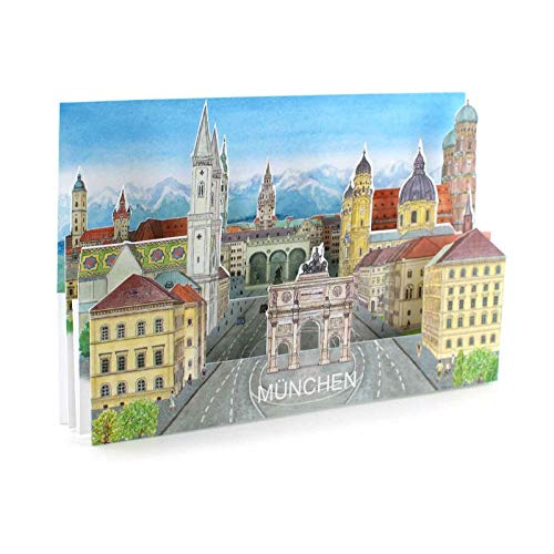 "MÜNCHEN" Pop-Up-Karte / 3 D-Karte - mit Liebe gemachte Städtekarte, die man als Deko verwenden kann. Eine besondere München-Grusskarte - oder ein schönes Souvenir von Gollnow Paper Creations