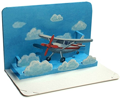 NUR FLIEGEN IST SCHÖNER: Pop-Up-Karte Flugzeug / 3 D-Faltkarte von einem kleinen Propeller-Flugzeug - ideal als Reisegutschein oder als Gutschein-Karte für einen Flug/Urlaub von Gollnow Paper Creations