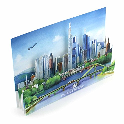 Pop-Up-Karte / 3 D-Karte:"FRANKFURT" - mit Liebe gemachte Städtekarte, die man als Deko verwenden kann. Eine besondere Frankfurt-Grusskarte - oder ein schönes Souvenir von Gollnow Paper Creations