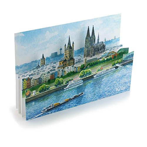 Pop-Up-Karte / 3 D-Karte:"KÖLN UND DER KÖLNER DOM" - mit Liebe gemachte Städtekarte, die man als Deko verwenden kann. Eine besondere Köln-Grusskarte - oder ein schönes Souvenir von Gollnow Paper Creations