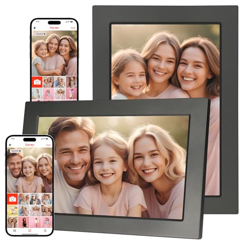 Golony Digitaler Bilderrahmen WiFi, Frameo Digitaler Bilderrahmen, 10,1 Zoll 1920x1200 IPS LCD Touchscreen, 16GB Auto-Rotate, Warme Geschenke Teilen Happy From Anywhere Instantly Frameo App, Schwarz von Golony