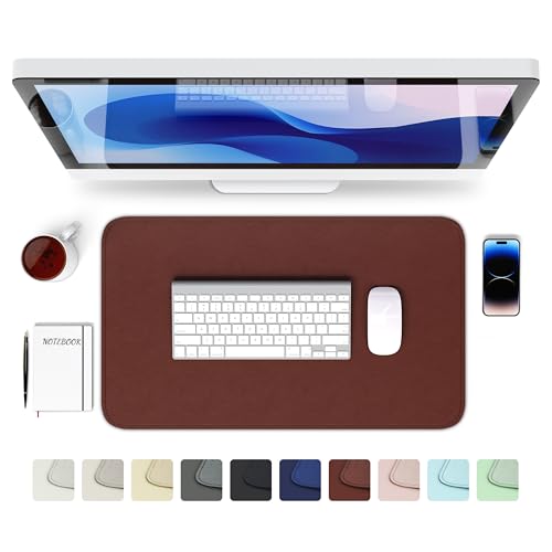 GOMIN Schreibtischunterlage 60x35cm - PU Leder Mauspad Wasserfest & Rutschfest - Laptop Tischunterlage Groß - Leicht zu reinigende Schreibunterlage - Mousepad XXL für Büro und Home-Office - Braun von Gomin