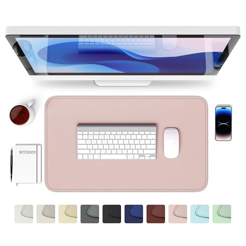 GOMIN Schreibtischunterlage 60x35cm - PU Leder Mauspad Wasserfest & Rutschfest - Laptop Tischunterlage Groß - Leicht zu reinigende Schreibunterlage - Mousepad XXL für Büro und Home-Office - Rosa von Gomin