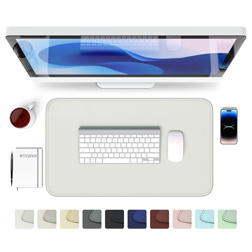 GOMIN Schreibtischunterlage 60x35cm - PU Leder Mauspad Wasserfest & Rutschfest - Laptop Tischunterlage Groß - Leicht zu reinigende Schreibunterlage - Mousepad XXL für Büro und Home-Office - Weiß GOMIN Schreibtischunterlage 60x35cm - PU Leder Mauspad Wasserfest & Rutschfest - Laptop Tischunterlage Groß - Leicht zu reinigende Schreibunterlage - Mousepad XXL für Büro und Home-Office - Weiß von Gomin