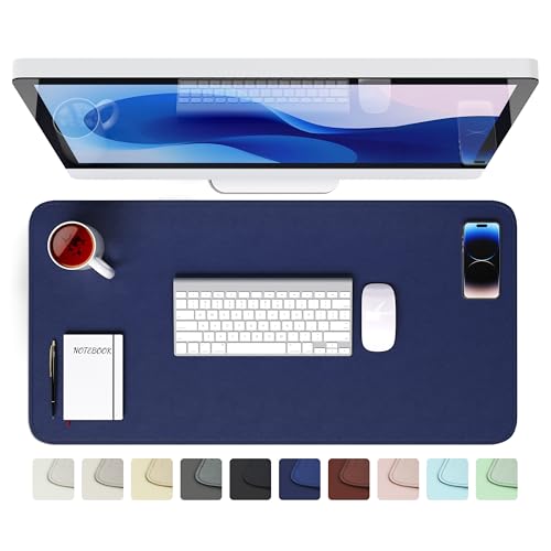 GOMIN Schreibtischunterlage 80x40cm - PU Leder Mauspad Wasserfest & Rutschfest - Laptop Tischunterlage Groß - Leicht zu reinigende Schreibunterlage - Mousepad XXL für Büro und Home-Office - Blau von Gomin