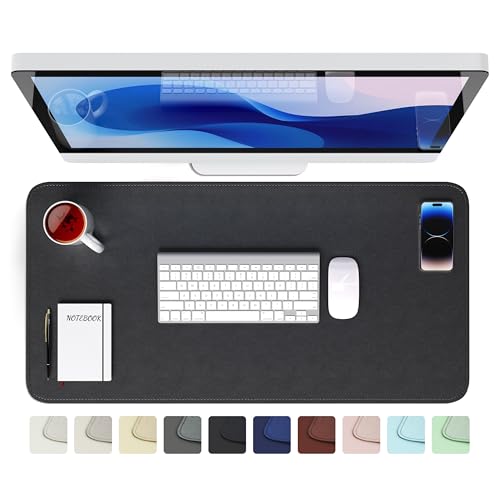 GOMIN Schreibtischunterlage 80x40cm - PU Leder Mauspad Wasserfest & Rutschfest - Laptop Tischunterlage Groß - Leicht zu reinigende Schreibunterlage - Mousepad XXL für Büro und Home-Office - Schwarz von Gomin