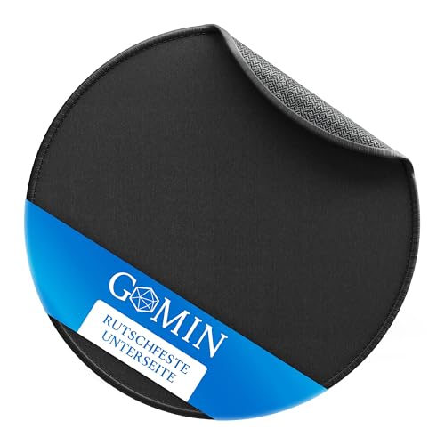 Gomin Rundes Mauspad – Ø 22cm Gaming Mousepad Rund – Rutschfest und Wasserdicht – Vernähte Kanten Mouse Pad verbessert Geschwindigkeit und Präzision, Mausmatte für PC, Büro, Laptop, Computer – Schwarz von Gomin