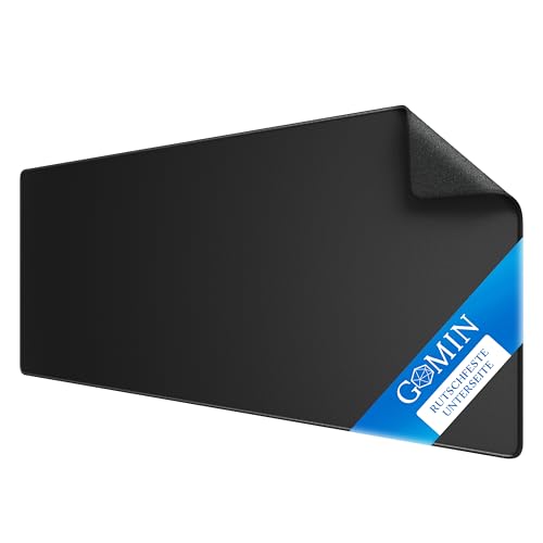 Gomin Gaming Mauspad XXL – 900x400mm Großes Mousepad – Ohne störendes Logo und Vernähte Kanten – rutschfest und Wasserdicht – Verbessert Geschwindigkeit und Präzision, Schreibtischunterlage Schwarz von Gomin