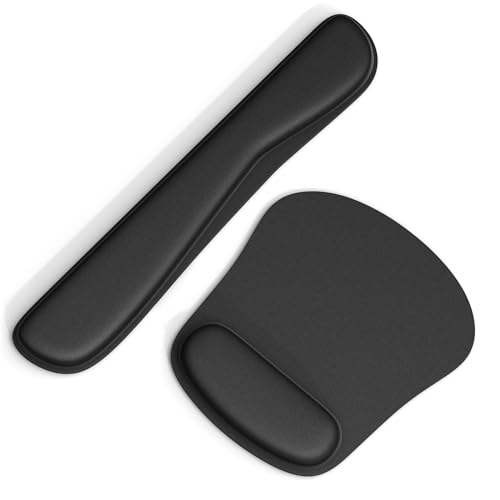 Mauspad mit Gelkissen - Ergonomisches Tastaturpad und Mousepad mit Handgelenkauflage für Tastatur und Maus - Rutschfest und Wasserfest - Memory Foam Handballenauflage für Laptop und PC - GOMIN von Gomin