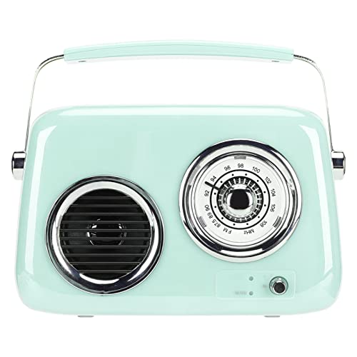Gonetre Retro -Radio -Lautsprecher Vintage -Stil Tragbarer HiFi -Stereo -Sound 5.0 FM Radio USB Aux -Eingabe für Party -ABS -Material Im Freien 233x194x88mm (Minzgrün) von Gonetre