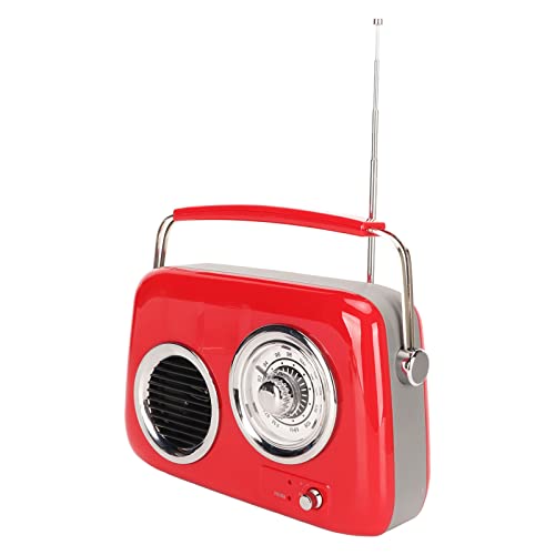 Gonetre Retro -Radio -Lautsprecher Vintage -Stil Tragbarer HiFi -Stereo -Sound 5.0 FM Radio USB Aux -Eingabe für Party -ABS -Material Im Freien 233x194x88mm (Rot) von Gonetre