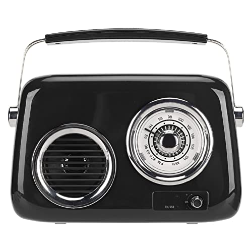 Gonetre Retro -Radio -Lautsprecher Vintage -Stil Tragbarer HiFi -Stereo -Sound 5.0 FM Radio USB Aux -Eingabe für Party -ABS -Material Im Freien 233x194x88mm (Schwarz) von Gonetre