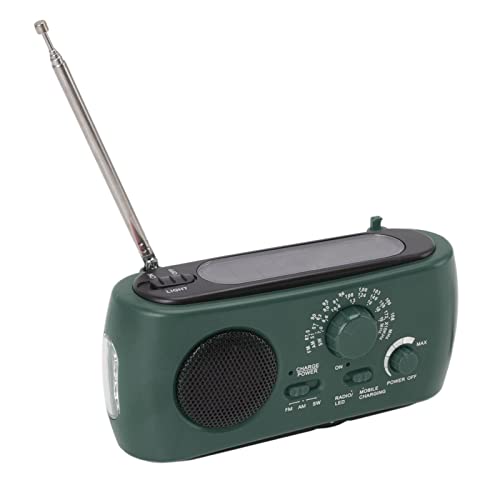 Notfallwetter Radio Multifunktional AM FM SW Tragbare Power Bank Solar Hand Crank Radio mit LED -Taschenlampe für Camping Im Freien ABS -Material (Grün) von Gonetre