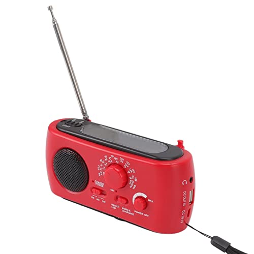 Notfallwetter Radio Multifunktional AM FM SW Tragbare Power Bank Solar Hand Crank Radio mit LED -Taschenlampe für Camping Im Freien ABS -Material (Rot) von Gonetre