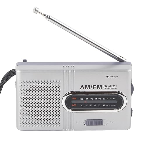 Universeller tragbarer AM-FM-Radio, Stereo-Lautsprecher, Empfänger, Musik-Player mit eingebautem Lautsprecher und Teleskopantenne für Outdoor-Aktivitäten, Silber, 9,5 x 5,8 x 2 cm Universeller tragbarer AM-FM-Radio, Stereo-Lautsprecher, Empfänger, Musik-Player mit eingebautem Lautsprecher und Teleskopantenne für Outdoor-Aktivitäten, Silber, 9,5 x 5,8 x 2 cm von Gonetre