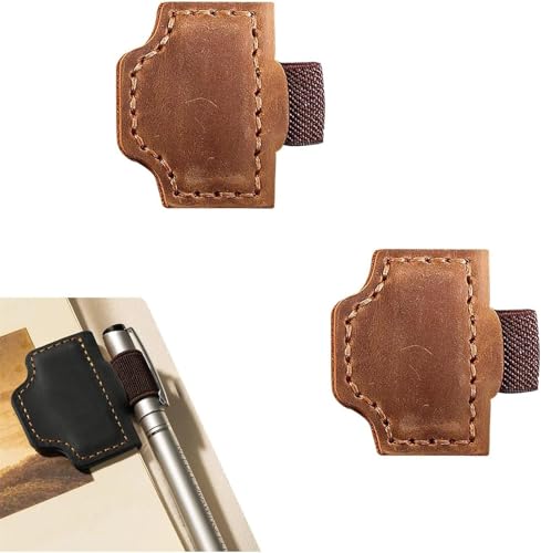 BygoneMark – Personalisierter magnetischer Leder-Stifthalter, Lesezeichen, Bygonemark, magnetischer Stifthalter, Lesezeichen für Leser und Reisende (Braun x 2) von Goniome
