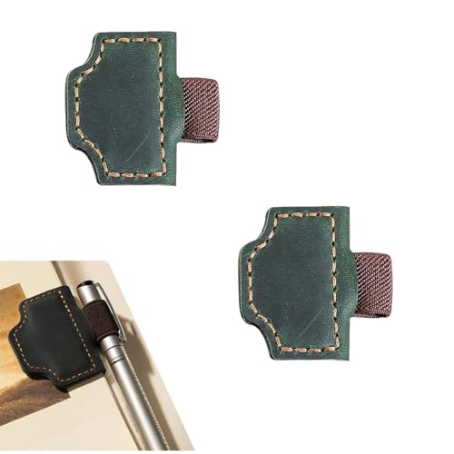 BygoneMark – Personalisierter magnetischer Leder-Stifthalter, Lesezeichen, Bygonemark, magnetischer Stifthalter, Lesezeichen für Leser und Reisende (Grün x 2) von Goniome