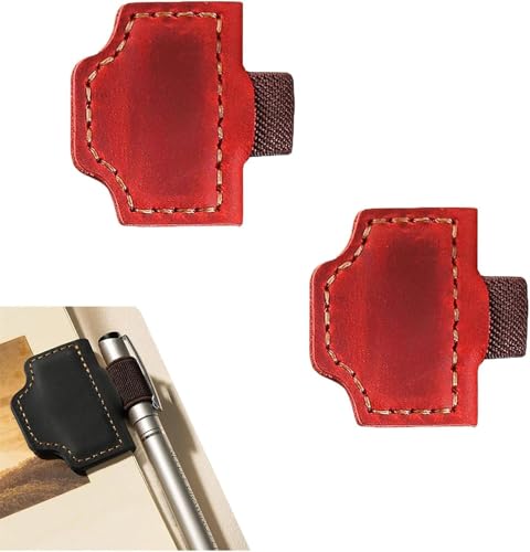 BygoneMark – Personalisierter magnetischer Leder-Stifthalter, Lesezeichen, Bygonemark, magnetischer Stifthalter, Lesezeichen für Leser und Reisende (Rot x 2) von Goniome