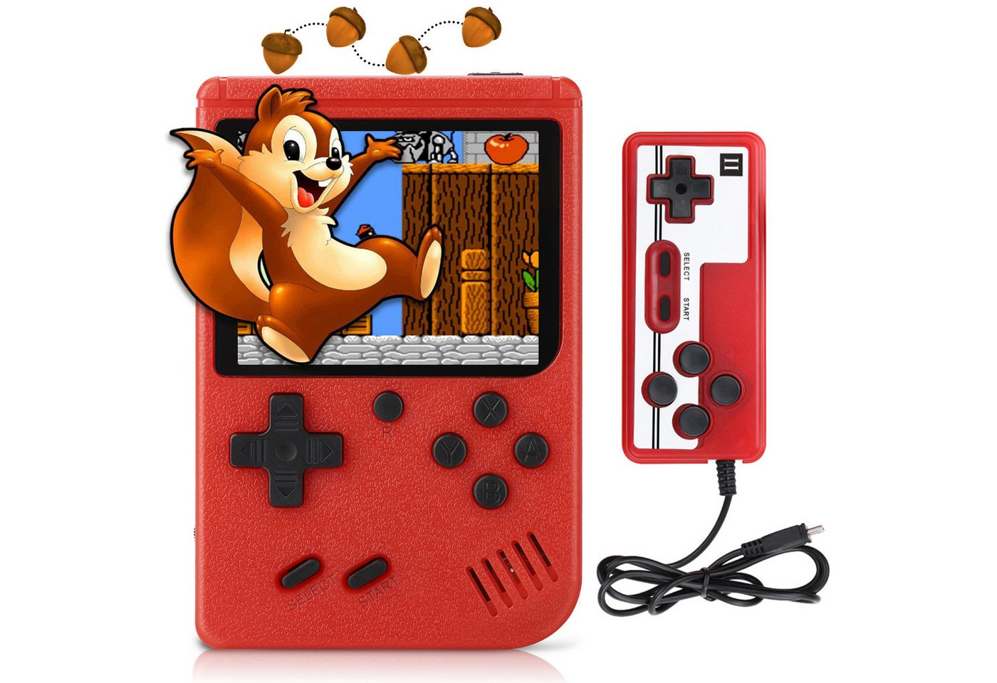 POPOLIC Klassische Handheld-Spielekonsole, tragbare-Konsole(Rot) (3-Zoll-Farbbildschirm), mit 400 klassischen Spielen,Unterstützung für Zwei-Spieler-Spiele von POPOLIC
