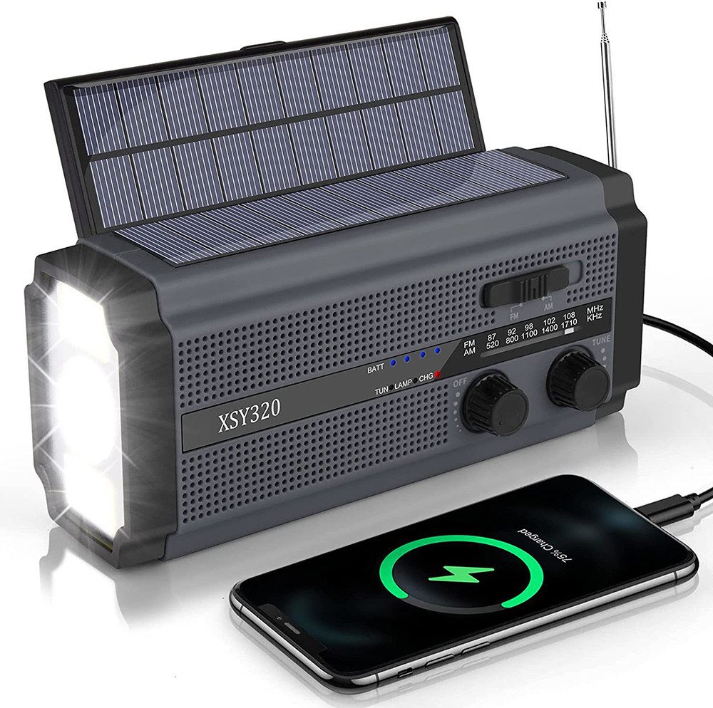 Gontence Tragbar Kurbelradio mit AM Eingebaute 5000Ah Wiederaufladbare Batterie Radio von Gontence