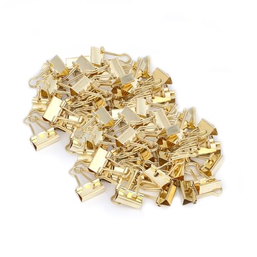 80 Stück Foldback Klammern Metall Klammer Metallklammern Papierklammern Klein Binder Clips Foldback Klammern Gold Foldback Klammern 19 mm Paper Clips aktenklammern für Büro Schule Dateispeicherung von GooDengFull