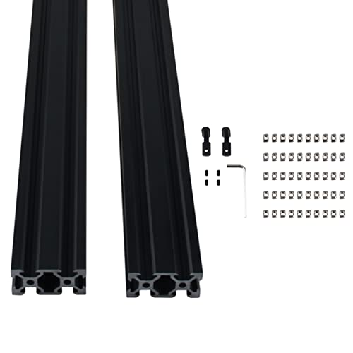 GooEquip 2 Stück 500mm V-Slot 2040 Aluminiumprofil Extrusions Aluprofil Norm Eloxierte Schwarze Aluminiumprofilextrusions-Linearschiene für 3D-Drucker und CNC-DIY-Lasergravurmaschine von GooEquip