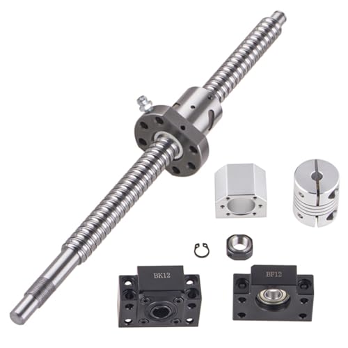 GooEquip SFU1605 Kugelumlaufspindel 1700mm Gewindespindel Edelstahl Kugelumlaufspindel mit BK12 / BF12 Unterstützung, DSG16H Muttergehäuse und Kupplungssatz CNC Teile von GooEquip