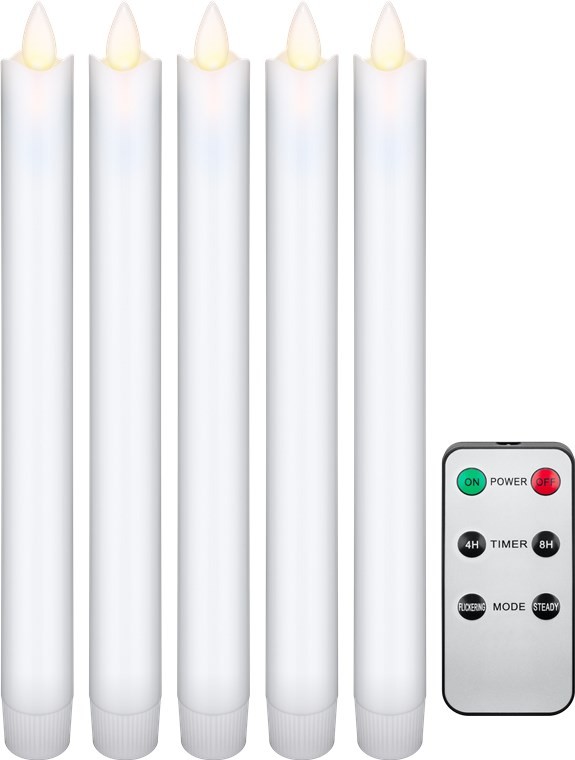 5er-Set weiße LED-Echtwachs-Stabkerzen inklusive Fernbedienung, die schöne und sichere Lichtlösung für Haus, Loggia, Büro, Schule, Kindergarten, Weihnachtsfest etc., inklusive Batterien 5er-Set weiße LED-Echtwachs-Stabkerzen inklusive Fernbedienung, die schöne und sichere Lichtlösung für Haus, Loggia, Büro, Schule, Kindergarten, Weihnachtsfest etc., inklusive Batterien von Goobay